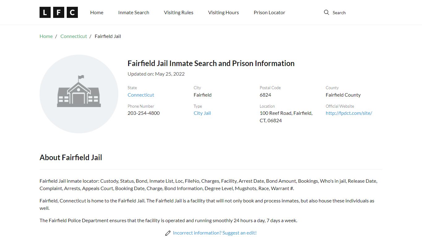 Fairfield Jail Inmate Search, Visitation, Phone no ...