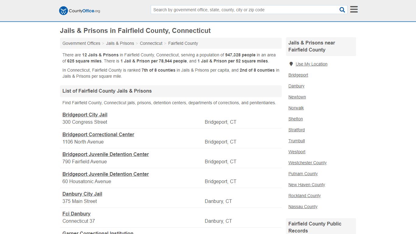 Jails & Prisons - Fairfield County, CT (Inmate Rosters ...